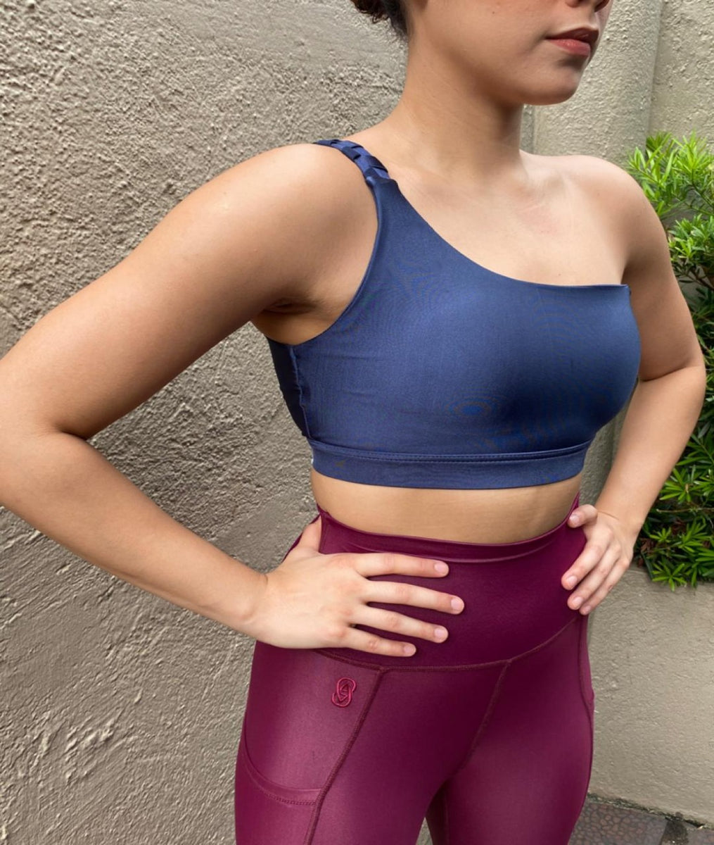 Weave One Shoulder Sports Bra - Blue – S+J LABEL