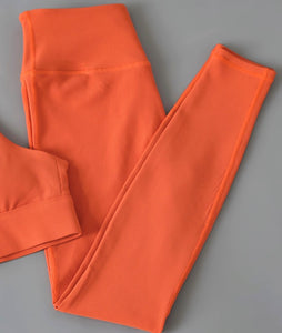 Candy Blush Ribbed Leggings - Orange