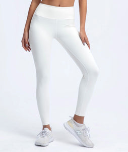 Candy Blush Ribbed Leggings - White